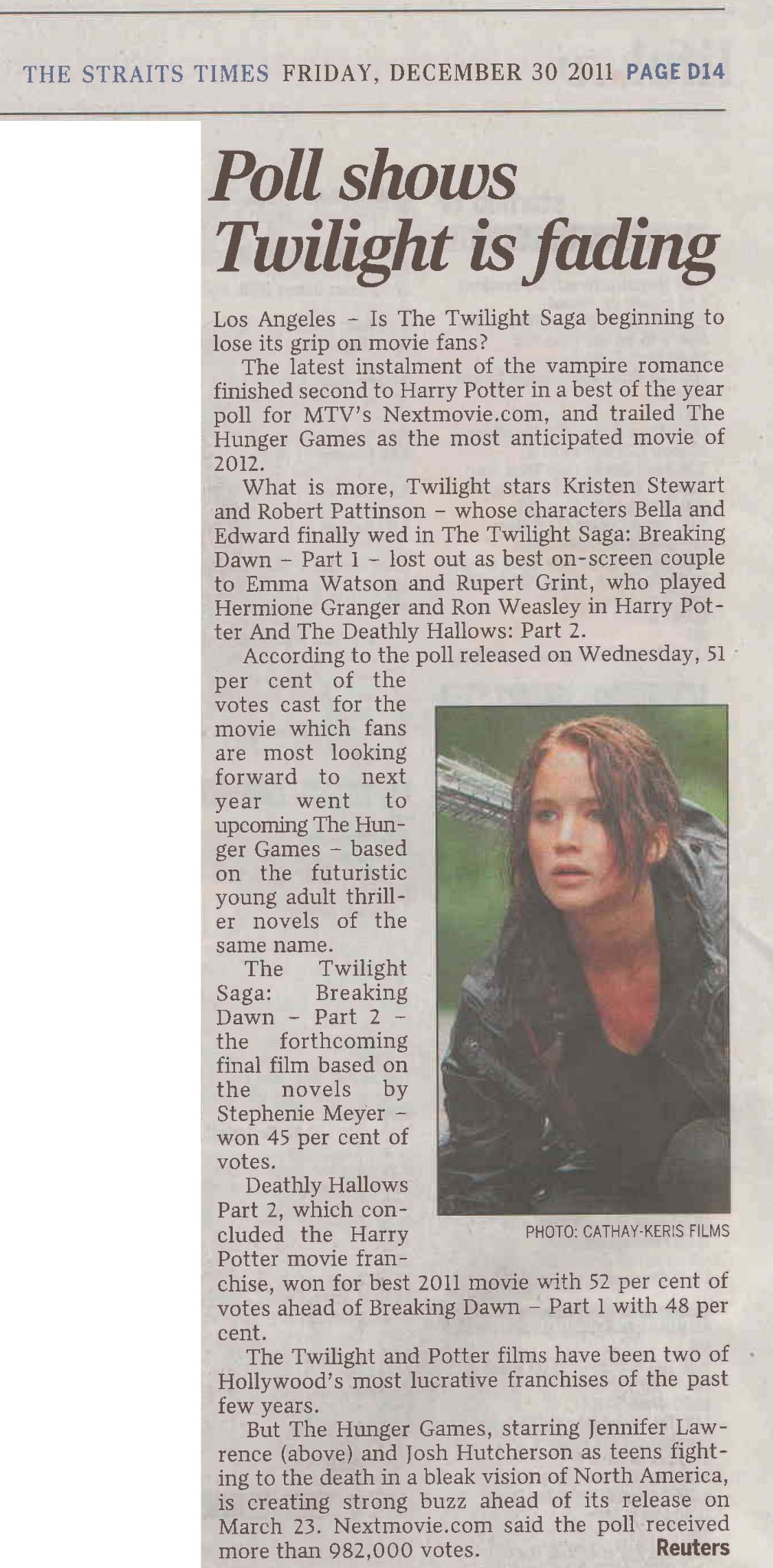 The Straits Times: ‘The Hunger Games’ Is Creating Strong Buzz ...